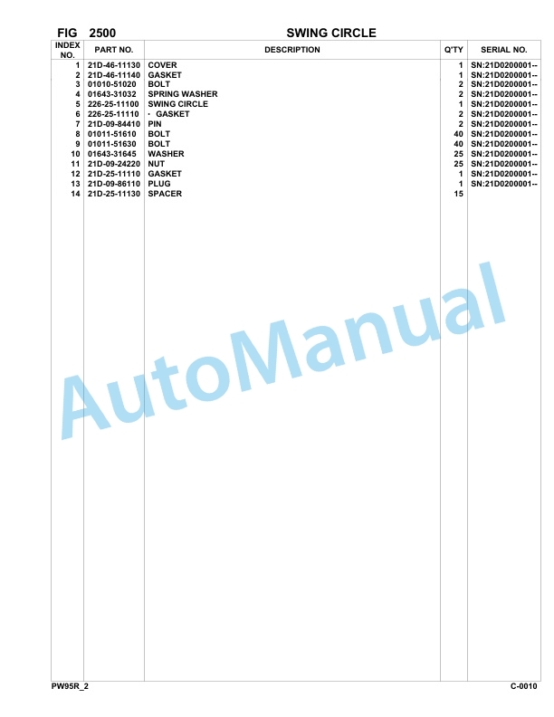 Komatsu PW95R-2 Hydraulic Excavator Parts Manual 21D0200001-up-2