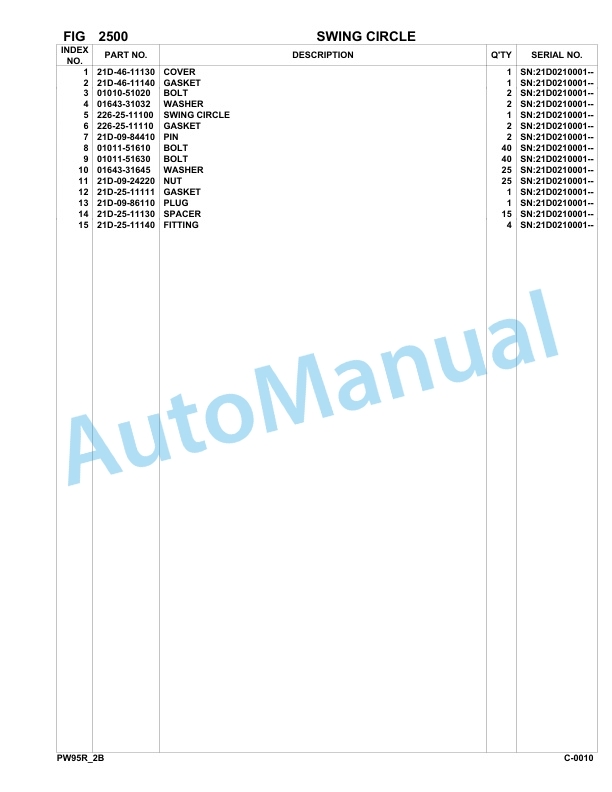 Komatsu PW95R-2 Hydraulic Excavator Parts Manual 21D0210001-up-2
