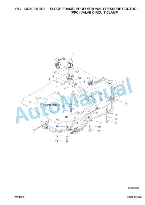 Komatsu PW98MR-8 Wheeled Excavator Parts Manual F80003-4
