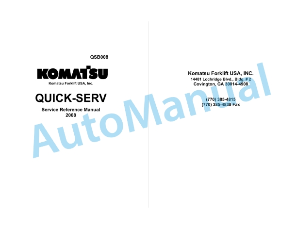 Komatsu QUICK-SERV Forklift Service Manual QSB008