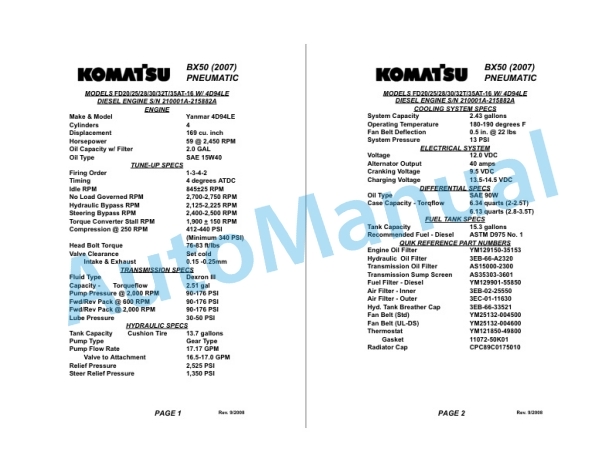 Komatsu QUICK-SERV Forklift Service Manual QSB008-2