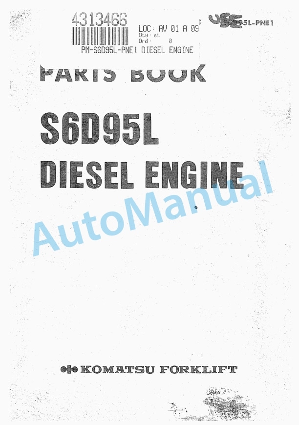 Komatsu S6D95L Diesel Engine Parts Manual S6D95L-PNE1