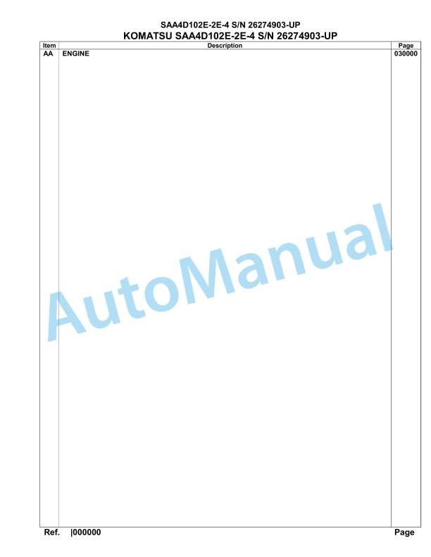 Komatsu SAA4D102E-2E-4 Engine Parts Manual