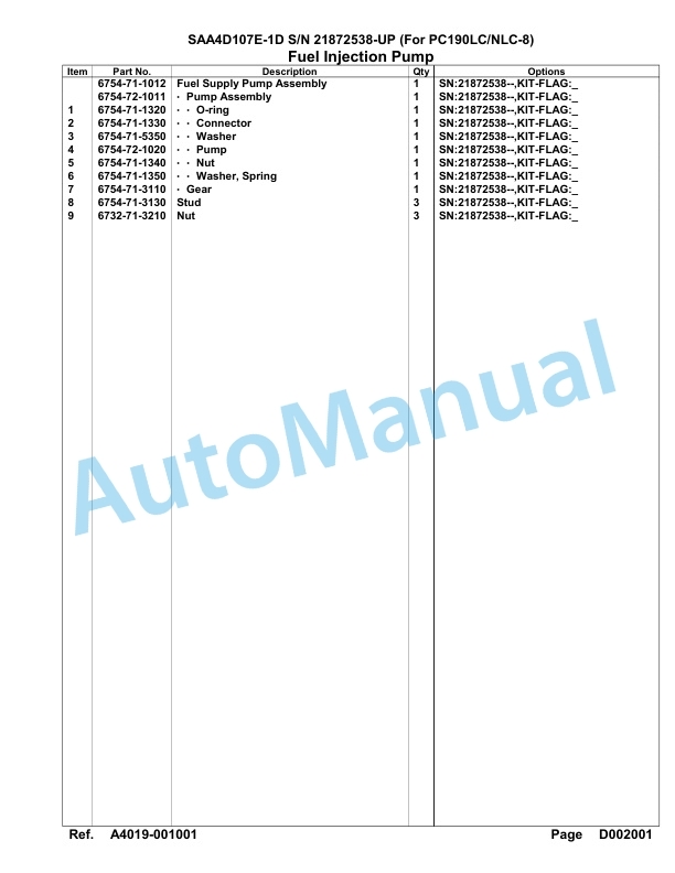 Komatsu SAA4D107E-1D Engine Parts Manual 21872538 Up For PC190LC 190NLC-8-4