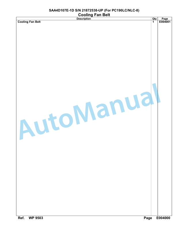Komatsu SAA4D107E-1D Engine Parts Manual 21872538 Up For PC190LC 190NLC-8-5