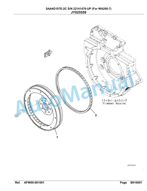 Komatsu SAA4D107E-2C Engine Parts Manual 22141476 Up For WA200-7-3