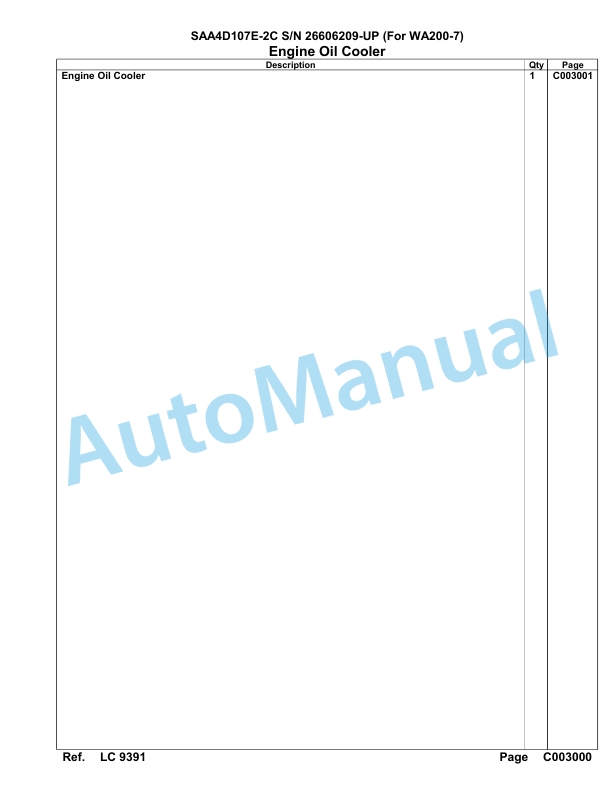 Komatsu SAA4D107E-2C Engine Parts Manual 26606209 Up For WA200-7-4