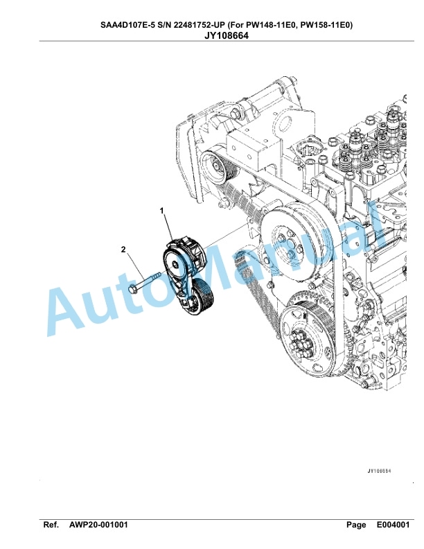 Komatsu SAA4D107E-5 Engine Parts Manual 22481752 Up For PW148 158-11E0-5