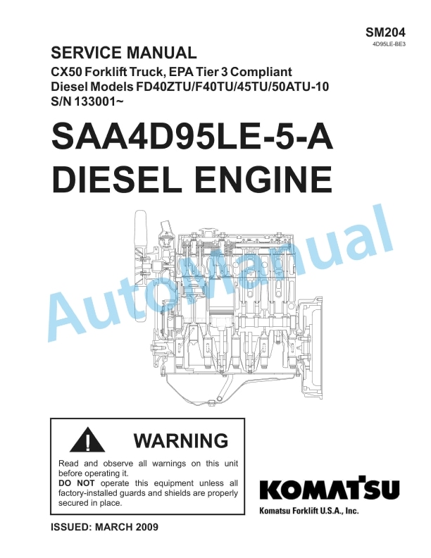 Komatsu SAA4D95LE-5-A Diesel Engine Service Manual SM204
