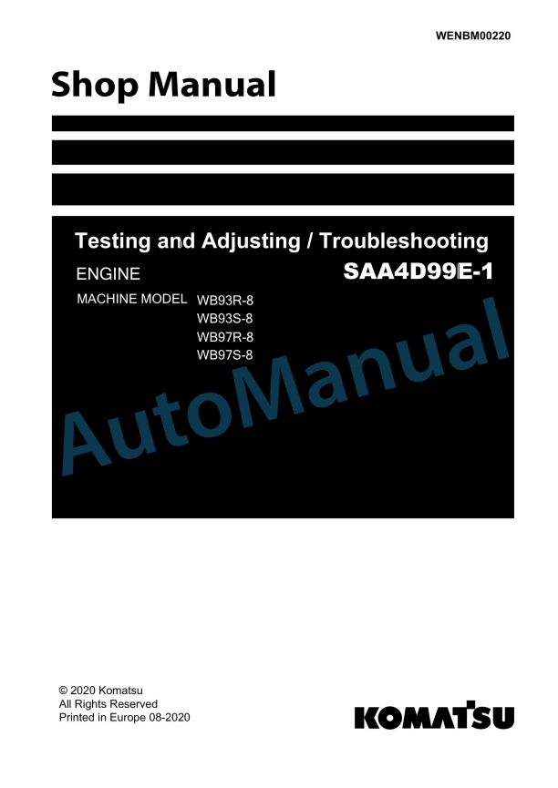 Komatsu SAA4D99E-1 Engine Shop Manual WENBM00220