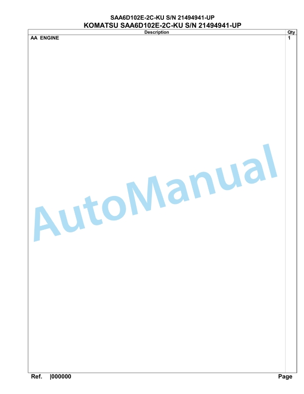Komatsu SAA6D102E-2C-KU Engine Parts Manual