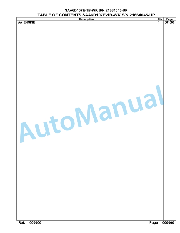 Komatsu SAA6D107E-1B-WK Engine Parts Manual