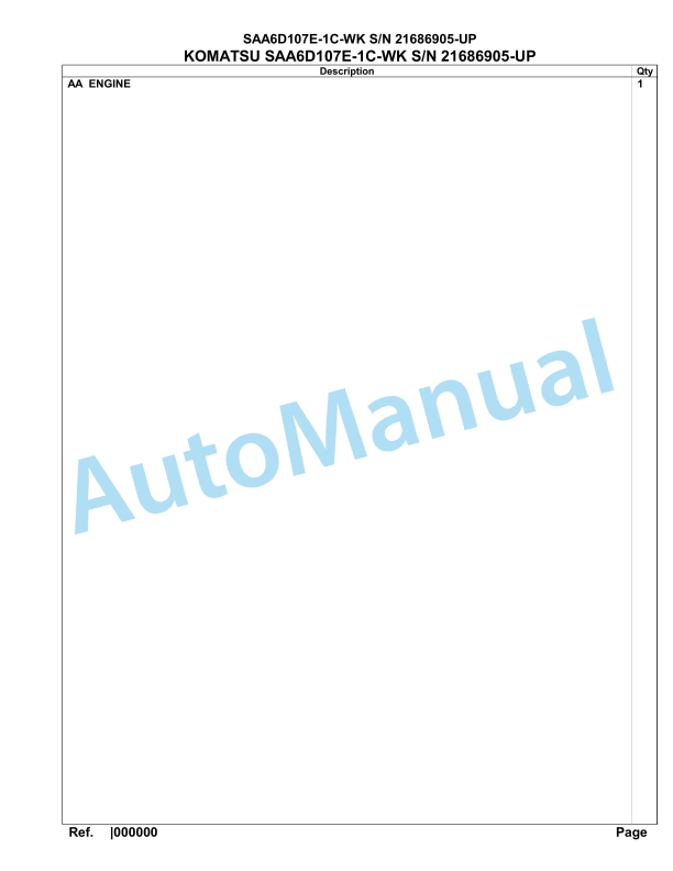 Komatsu SAA6D107E-1C-WK Engine Parts Manual