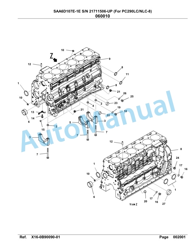 Komatsu SAA6D107E-1E Engine Parts Manual 21711506 Up For PC290 LC 290NLC-8-2