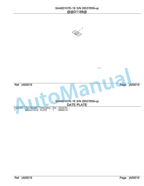 Komatsu SAA6D107E-1E Engine Parts Manual 26537659 Up-2