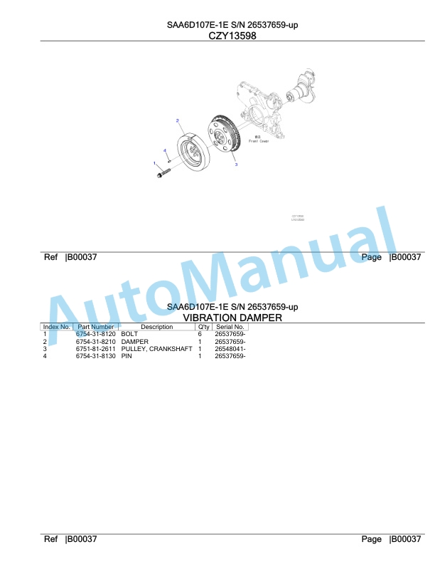 Komatsu SAA6D107E-1E Engine Parts Manual 26537659 Up-3