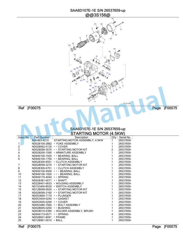 Komatsu SAA6D107E-1E Engine Parts Manual 26537659 Up-5