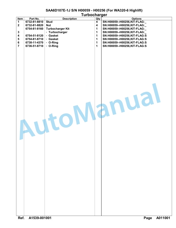 Komatsu SAA6D107E-1J Engine Parts Manual H00059 - H00256 (For WA320-6 Highlift)-2