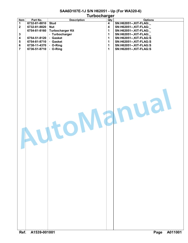 Komatsu SAA6D107E-1J Engine Parts Manual H62051 - Up (For WA320-6)-2