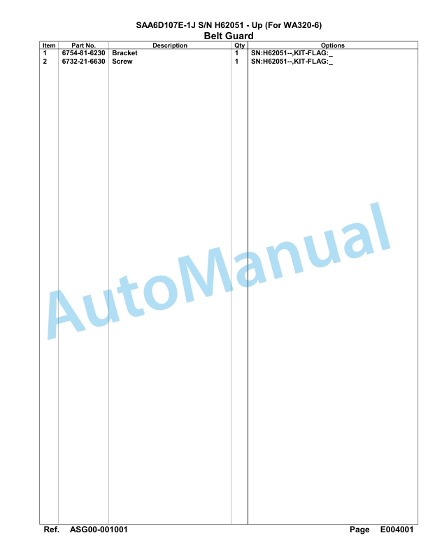 Komatsu SAA6D107E-1J Engine Parts Manual H62051 - Up (For WA320-6)-5