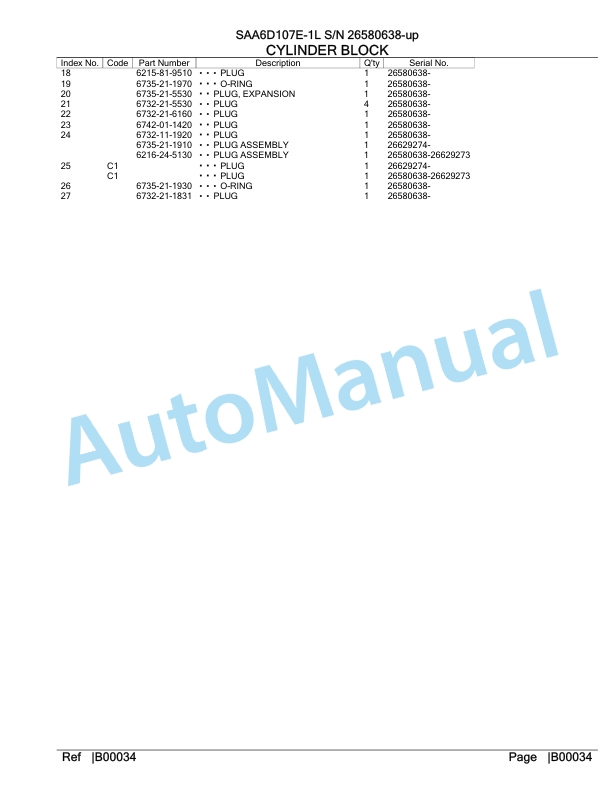 Komatsu SAA6D107E-1L Parts Manual 26580638-up-3