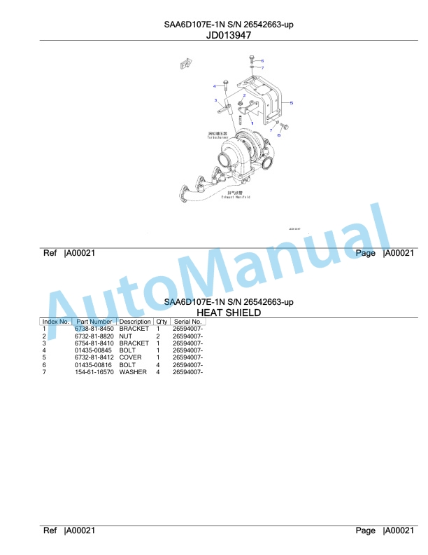 Komatsu SAA6D107E-1N Parts Manual 26542663-up-2