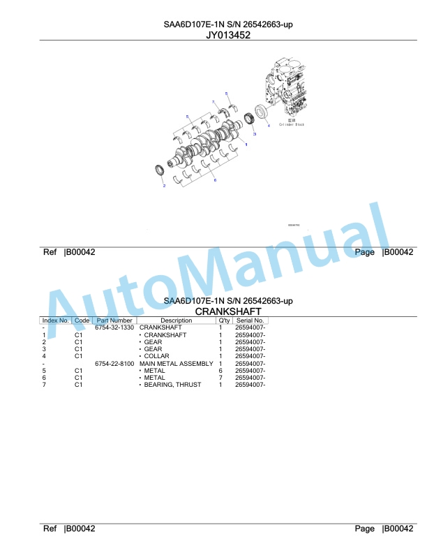 Komatsu SAA6D107E-1N Parts Manual 26542663-up-3