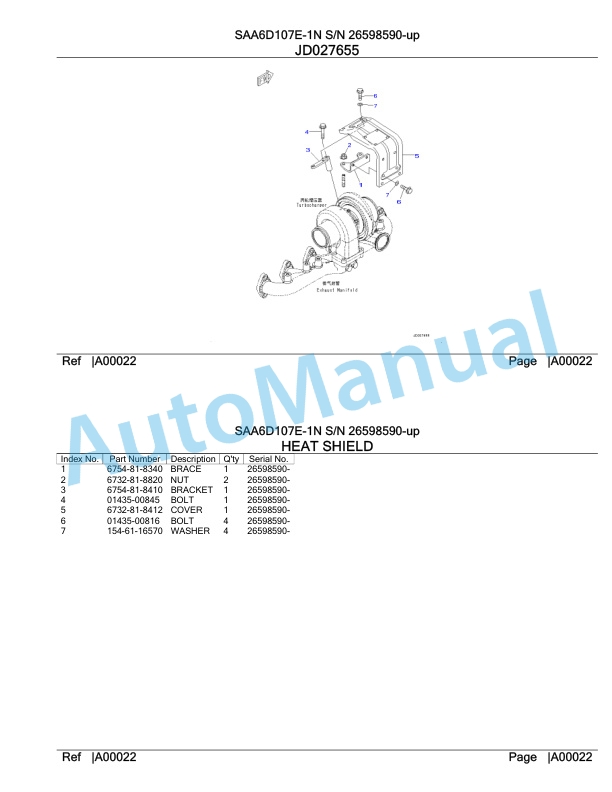 Komatsu SAA6D107E-1N Parts Manual 26598590-up-2