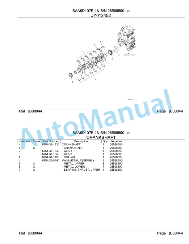Komatsu SAA6D107E-1N Parts Manual 26598590-up-3