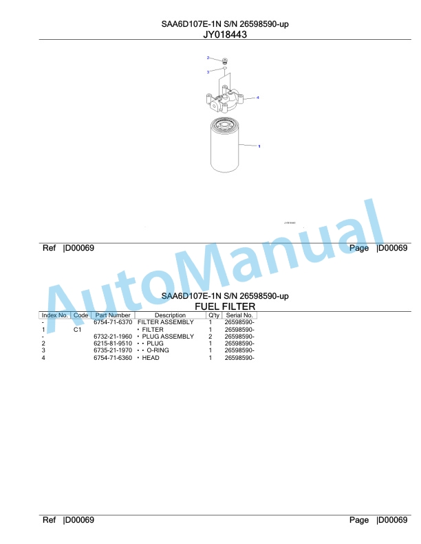 Komatsu SAA6D107E-1N Parts Manual 26598590-up-4