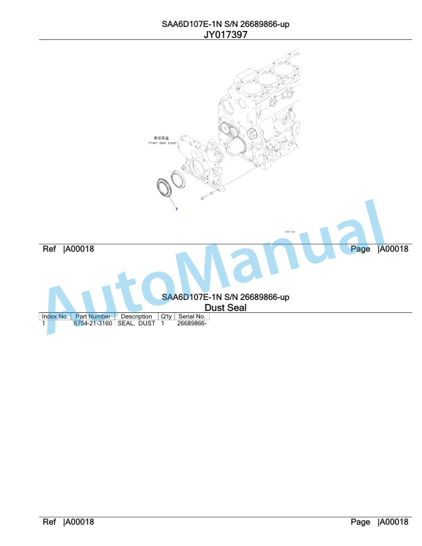 Komatsu SAA6D107E-1N Parts Manual 26689866-up-2