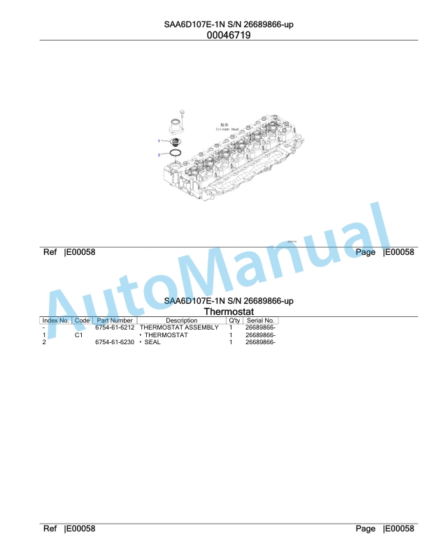 Komatsu SAA6D107E-1N Parts Manual 26689866-up-4