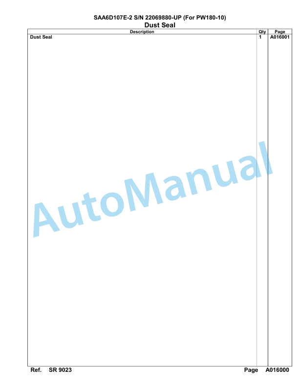 Komatsu SAA6D107E-2 Parts Manual 22069880-UP-2