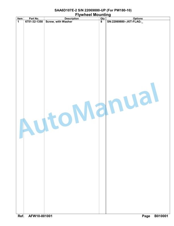 Komatsu SAA6D107E-2 Parts Manual 22069880-UP-3