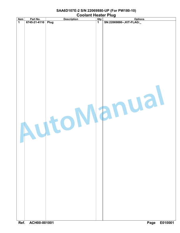 Komatsu SAA6D107E-2 Parts Manual 22069880-UP-5