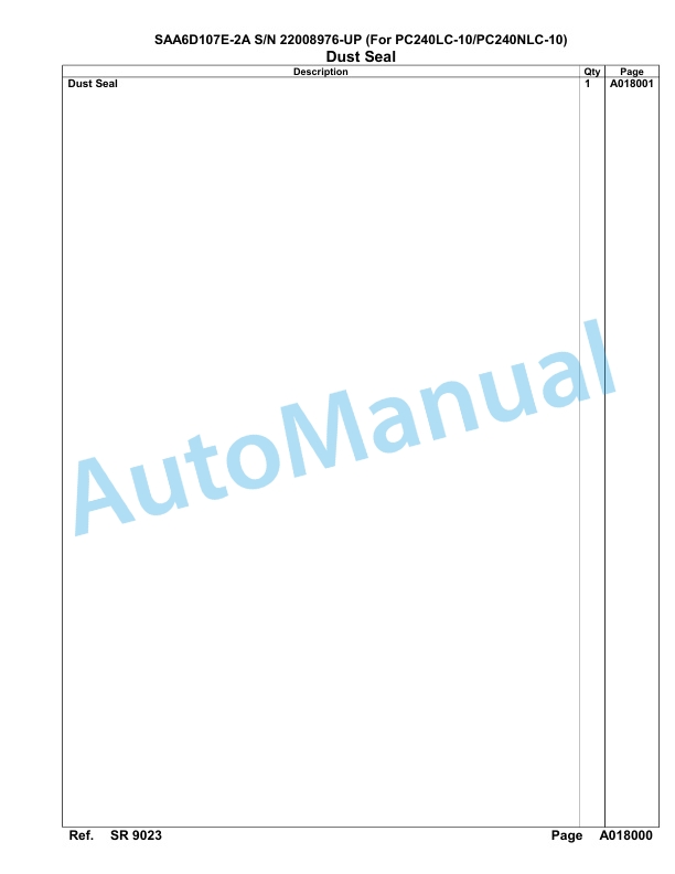 Komatsu SAA6D107E-2A Parts Manual 22008976-UP-2