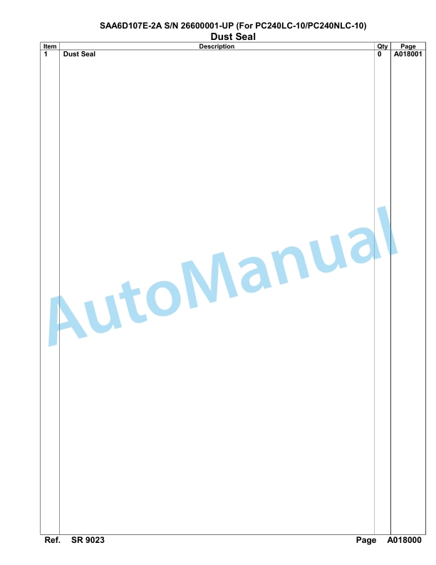 Komatsu SAA6D107E-2A Parts Manual 26600001-UP-2