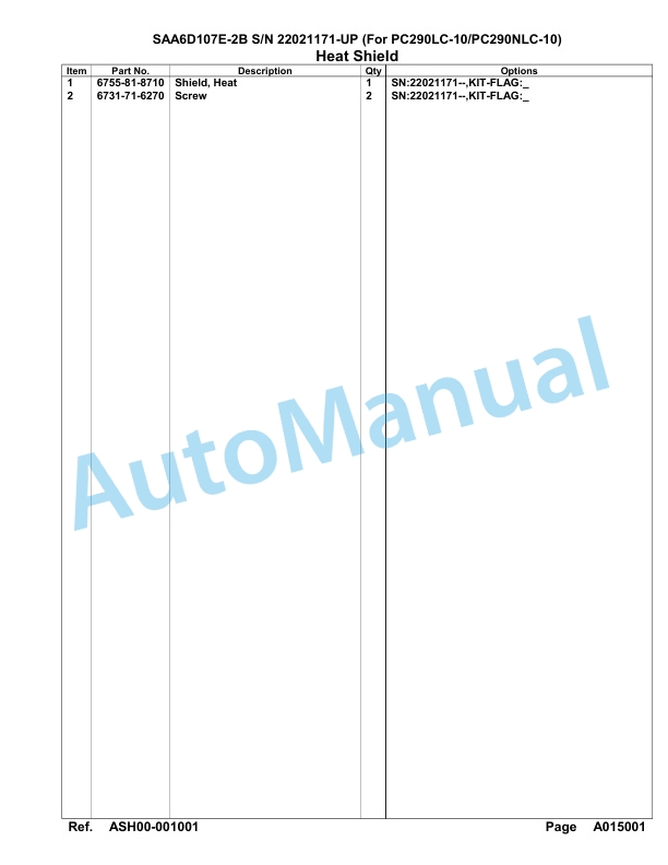 Komatsu SAA6D107E-2B Parts Manual 22021171-UP-2