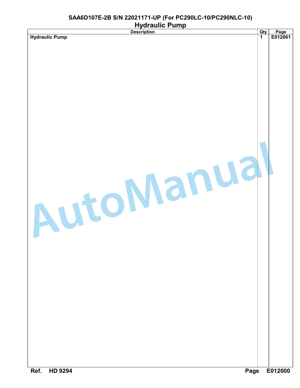 Komatsu SAA6D107E-2B Parts Manual 22021171-UP-5