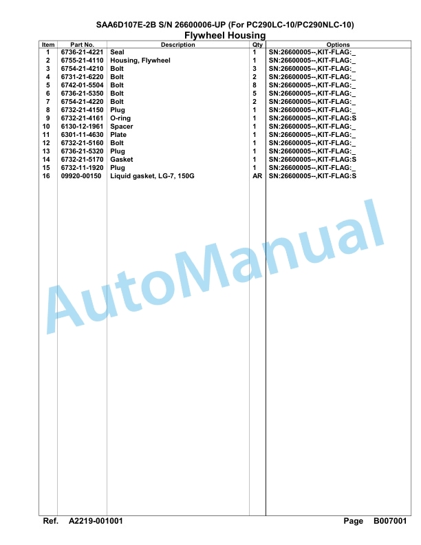 Komatsu SAA6D107E-2B Parts Manual 26600006-UP-3