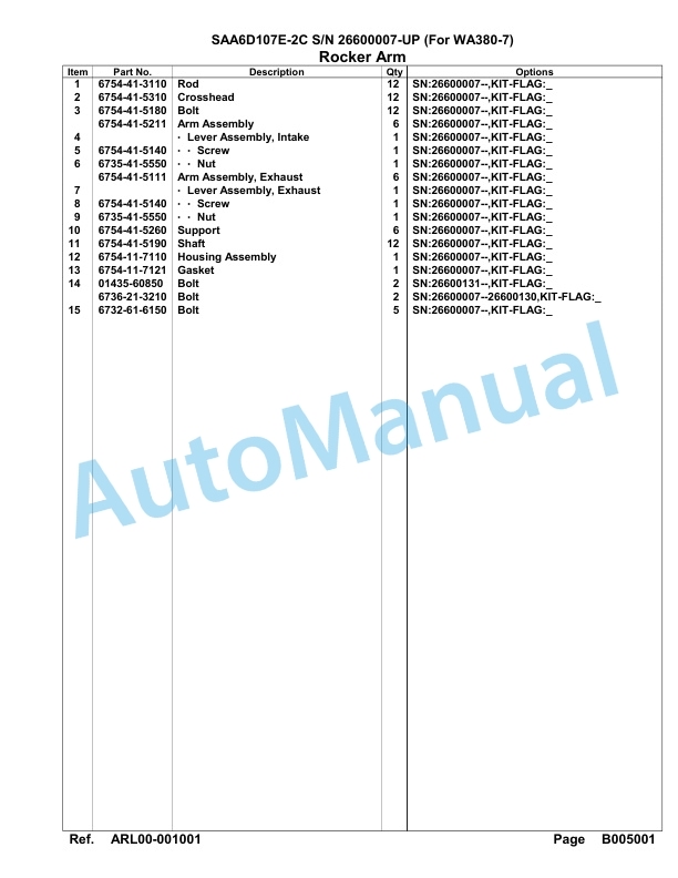 Komatsu SAA6D107E-2C Parts Manual 26600007-UP-3