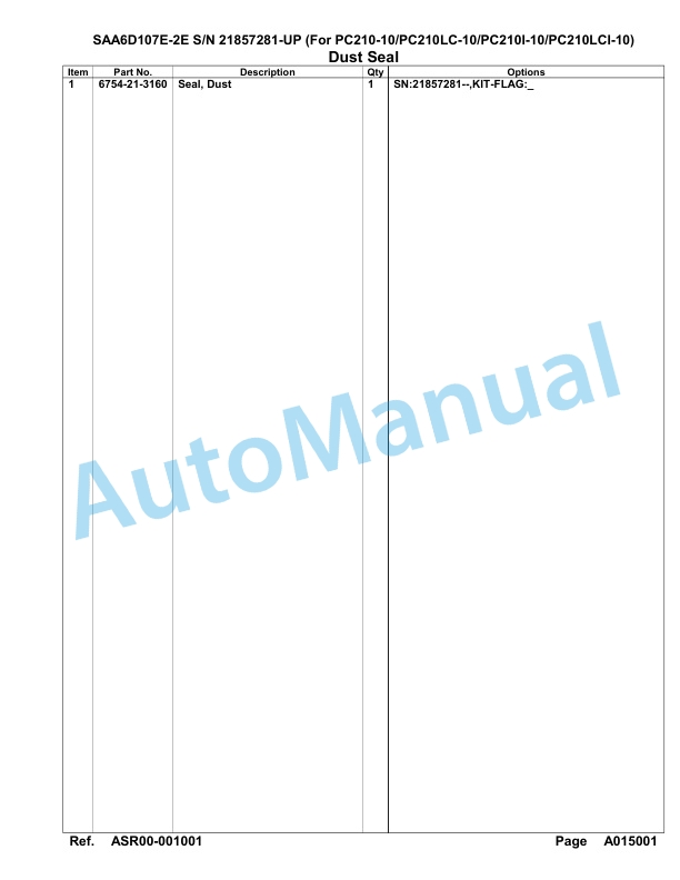 Komatsu SAA6D107E-2E Parts Manual 21857281-UP-2