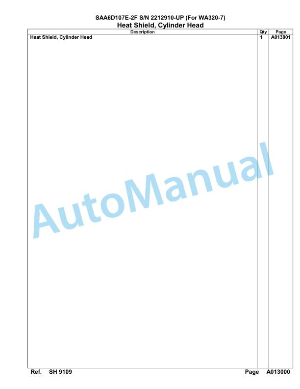 Komatsu SAA6D107E-2F Parts Manual 2212910-UP-2