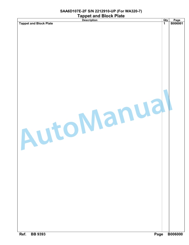 Komatsu SAA6D107E-2F Parts Manual 2212910-UP-3
