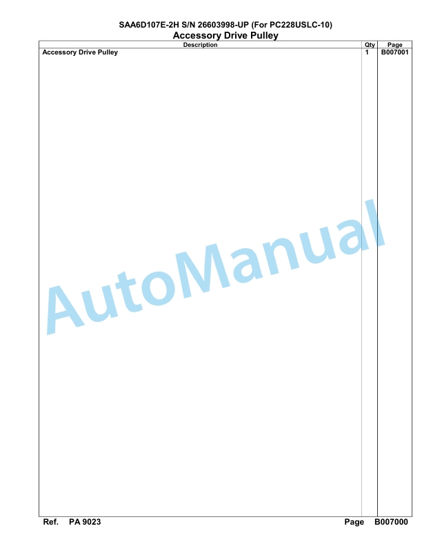 Komatsu SAA6D107E-2H Parts Manual 26603998-UP-3