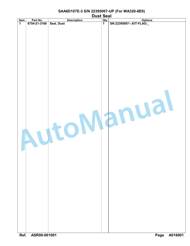 Komatsu SAA6D107E-3 Parts Manual 22395007-UP-2