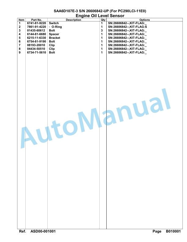 Komatsu SAA6D107E-3 Parts Manual 26606842-UP-3