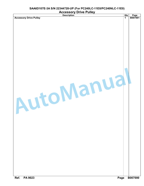 Komatsu SAA6D107E-3A Parts Manual 22344728-UP-3