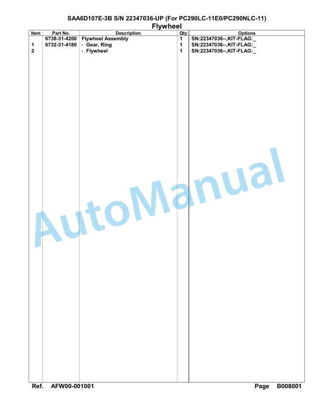 Komatsu SAA6D107E-3B Parts Manual 22347036-UP-3
