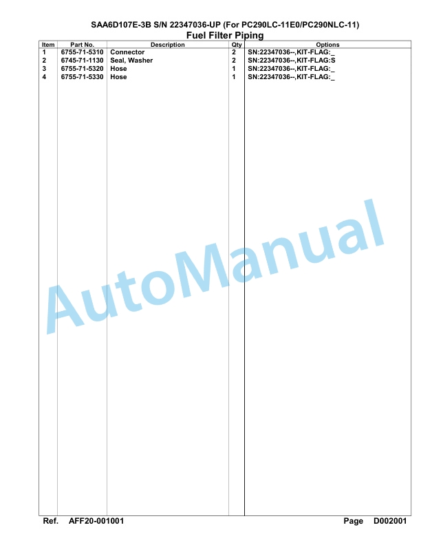 Komatsu SAA6D107E-3B Parts Manual 22347036-UP-4
